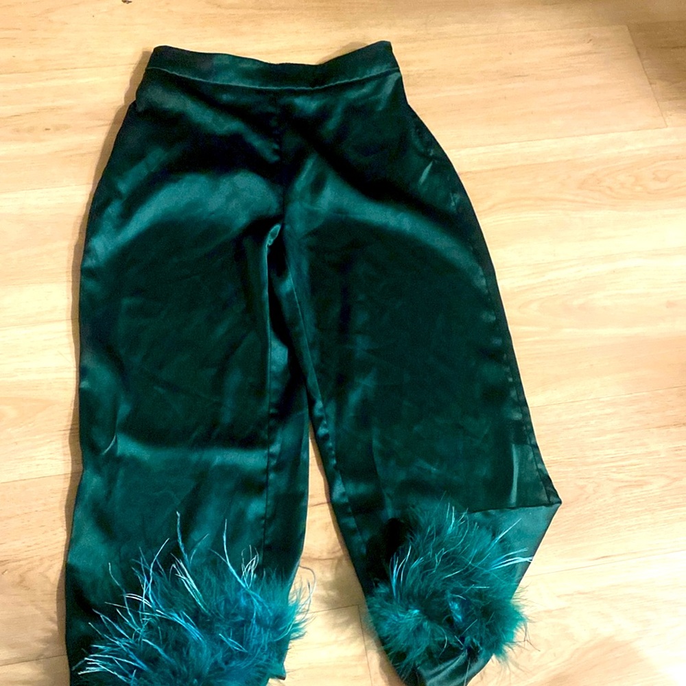 Green silky pants